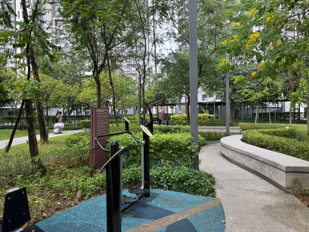 M Vertica outdoor fitness deck and landscaped grounds